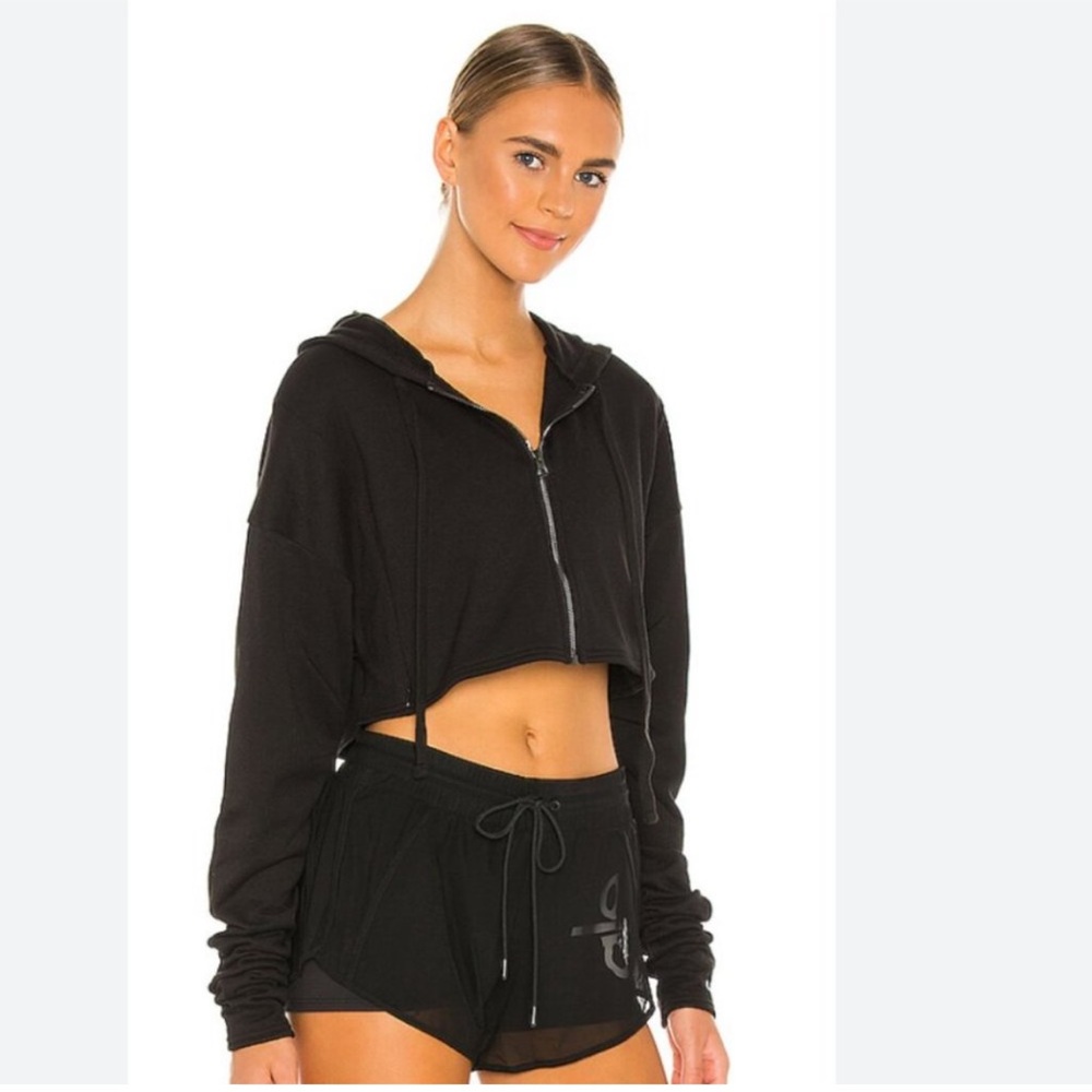 ALO Yoga Extreme Crop Zip Up Hoodie Black